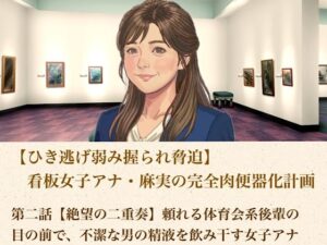 d_806057【【ひき逃げ弱み握られ脅迫】看板女子アナ・麻実の完全肉便器化計画  第二話  【絶望の二重奏】頼れる体育会系後輩の目の前で、不潔な男の精液を飲み干す女子アナ】青いらいおん無料エロ漫画フル raw hitomi